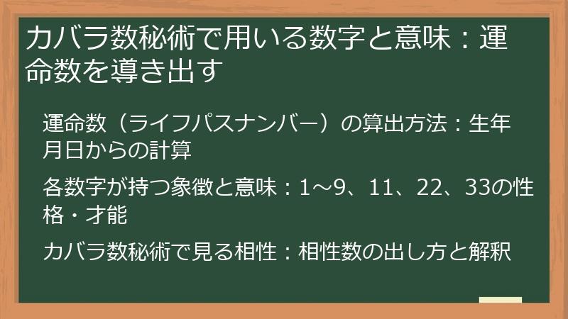 カバラ数秘術で用いる数字と意味：運命数を導き出す