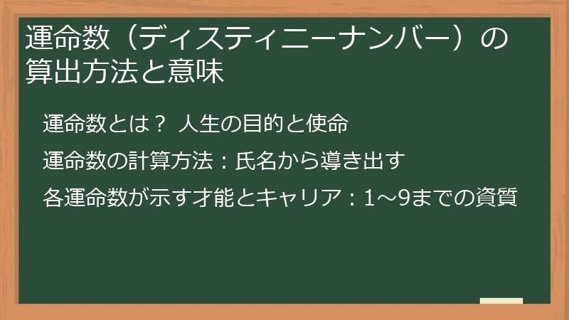 運命数(ディスティニーナンバー)の算出方法と意味