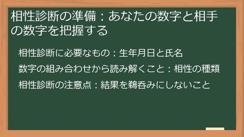 相性診断の準備:あなたの数字と相手の数字を把握する