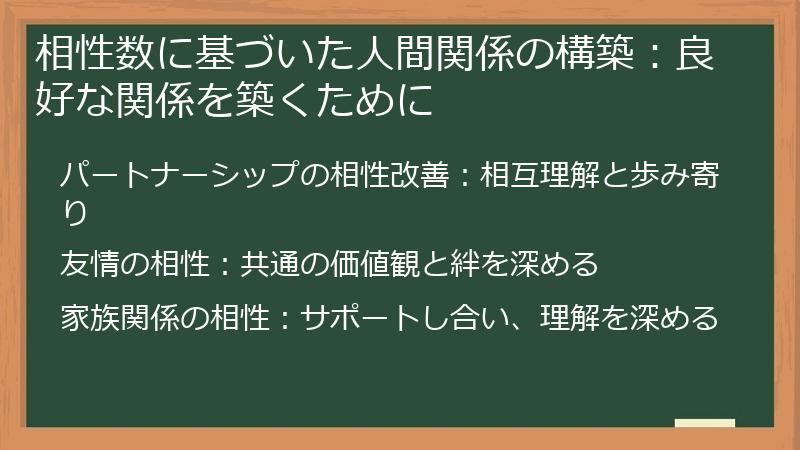 相性数に基づいた人間関係の構築：良好な関係を築くために