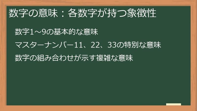 数字の意味：各数字が持つ象徴性