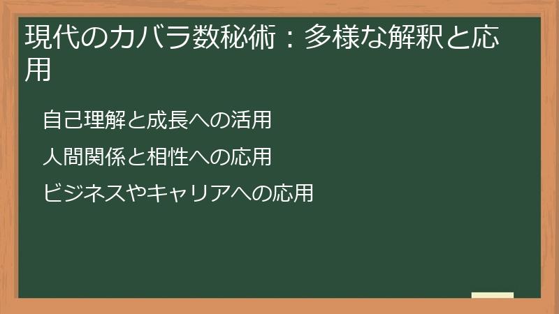 現代のカバラ数秘術：多様な解釈と応用