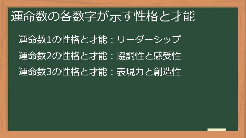 運命数の各数字が示す性格と才能