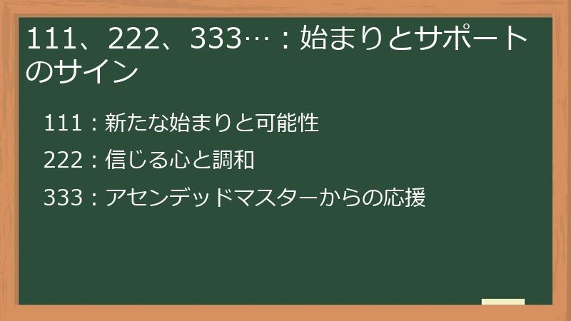 111、222、333…：始まりとサポートのサイン