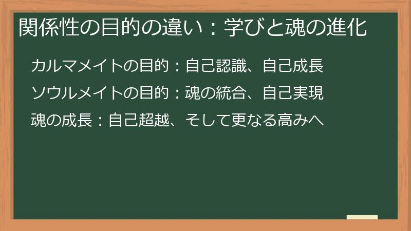 関係性の目的の違い：学びと魂の進化