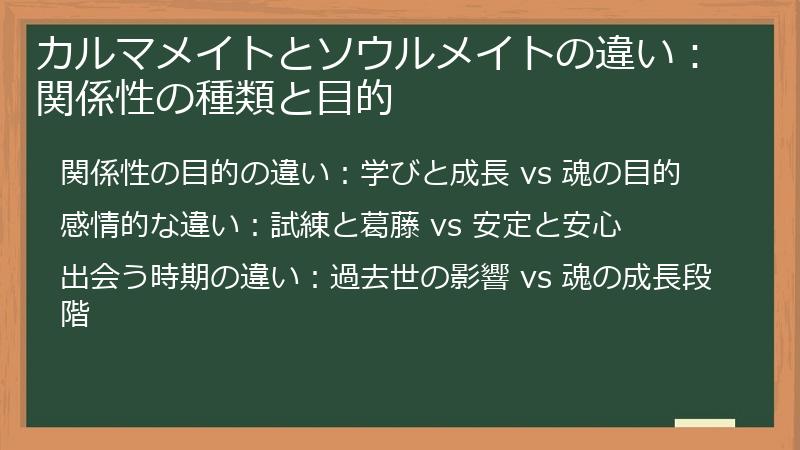 カルマメイトとソウルメイトの違い:関係性の種類と目的