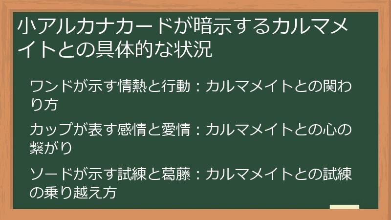 小アルカナカードが暗示するカルマメイトとの具体的な状況