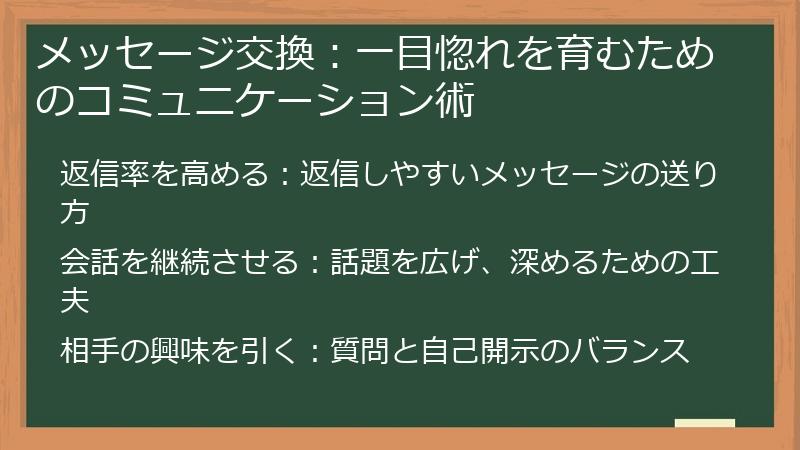 メッセージ交換：一目惚れを育むためのコミュニケーション術