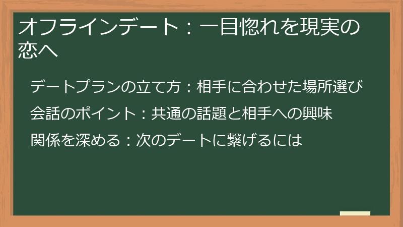 オフラインデート：一目惚れを現実の恋へ