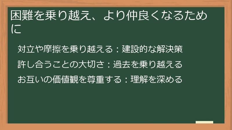 困難を乗り越え、より仲良くなるために