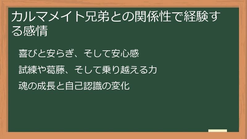 カルマメイト兄弟との関係性で経験する感情