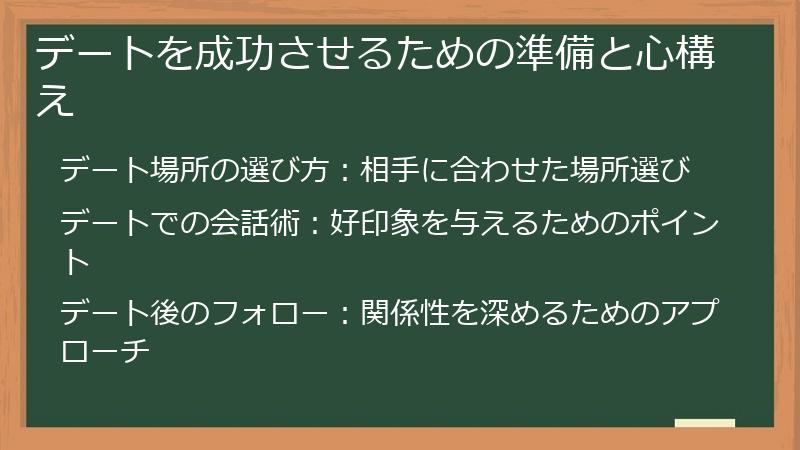 デートを成功させるための準備と心構え