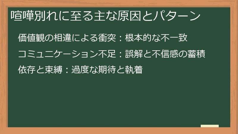 喧嘩別れに至る主な原因とパターン