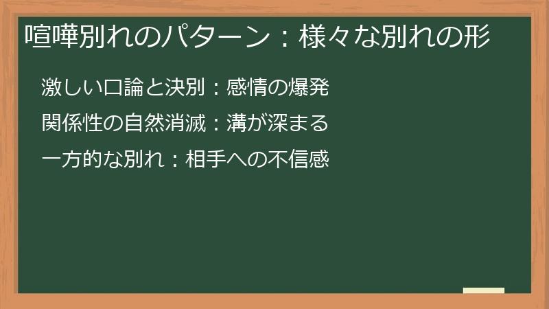 喧嘩別れのパターン：様々な別れの形