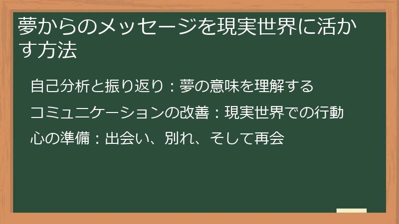 夢からのメッセージを現実世界に活かす方法