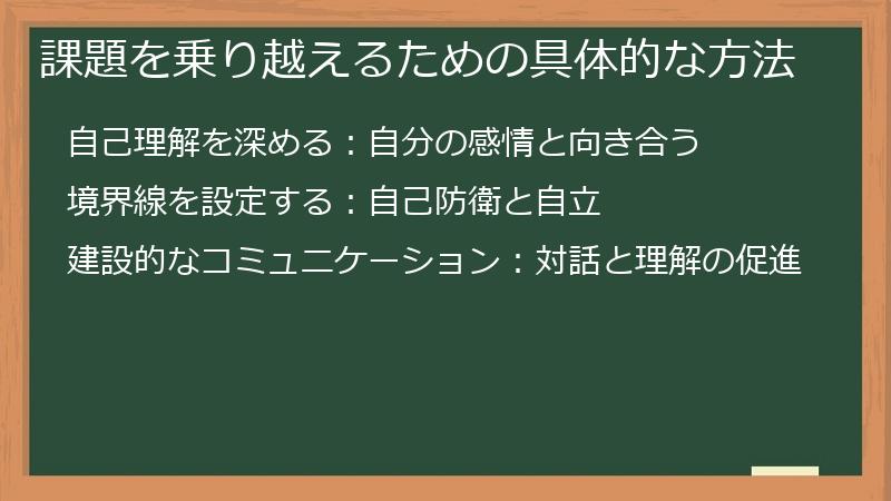 課題を乗り越えるための具体的な方法