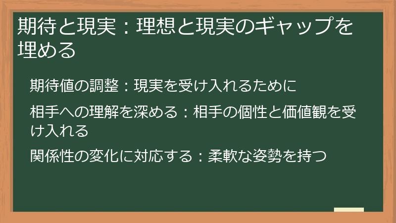 期待と現実：理想と現実のギャップを埋める