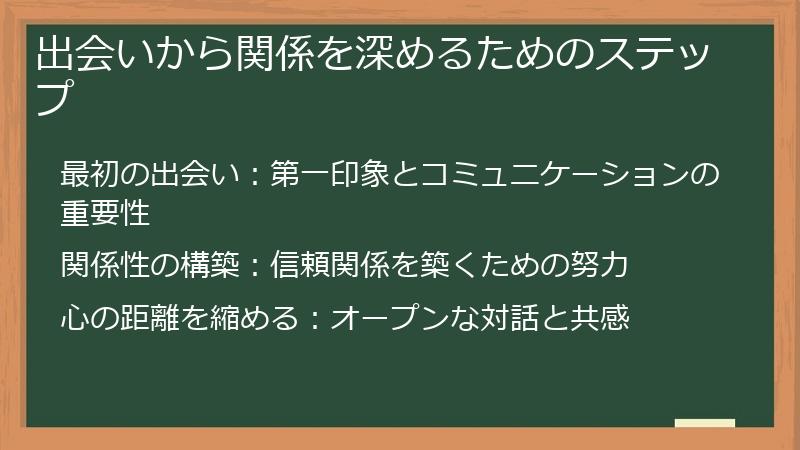 出会いから関係を深めるためのステップ