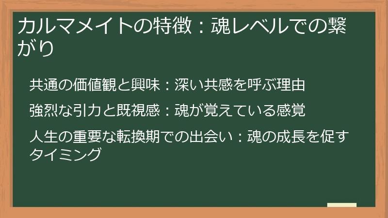 カルマメイトの特徴：魂レベルでの繋がり