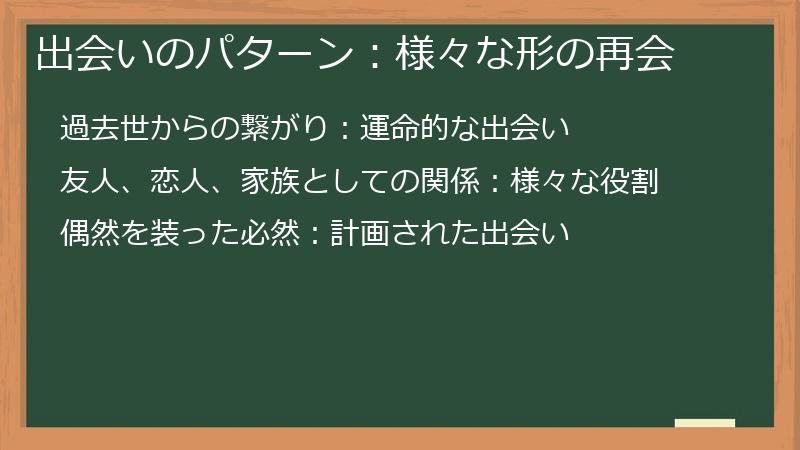 出会いのパターン：様々な形の再会