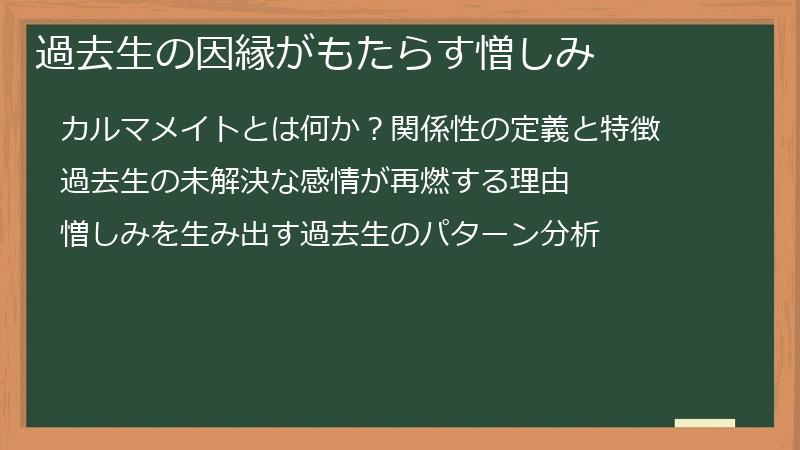 過去生の因縁がもたらす憎しみ