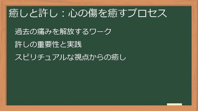 癒しと許し：心の傷を癒すプロセス