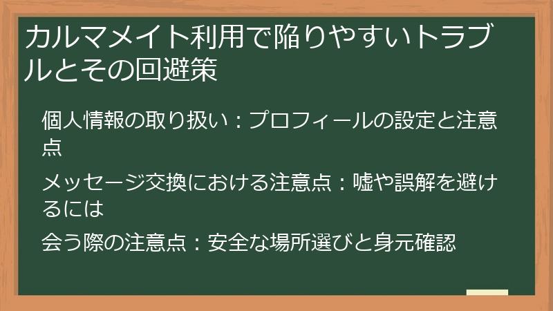 カルマメイト利用で陥りやすいトラブルとその回避策