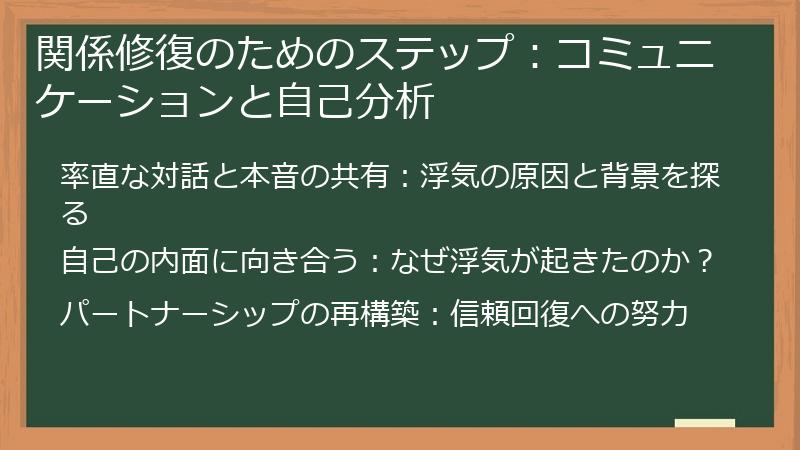 関係修復のためのステップ：コミュニケーションと自己分析