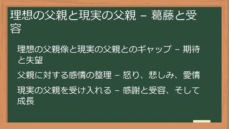 理想の父親と現実の父親 – 葛藤と受容