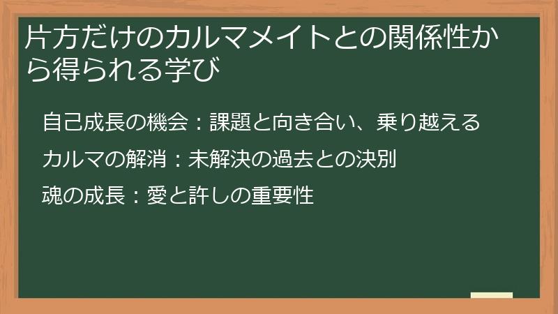 片方だけのカルマメイトとの関係性から得られる学び