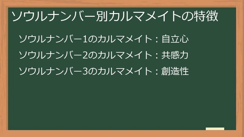 ソウルナンバー別カルマメイトの特徴