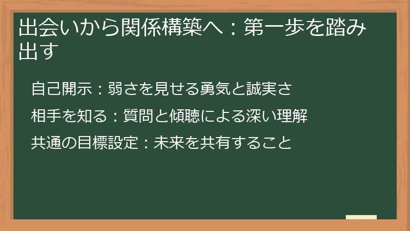 出会いから関係構築へ:第一歩を踏み出す