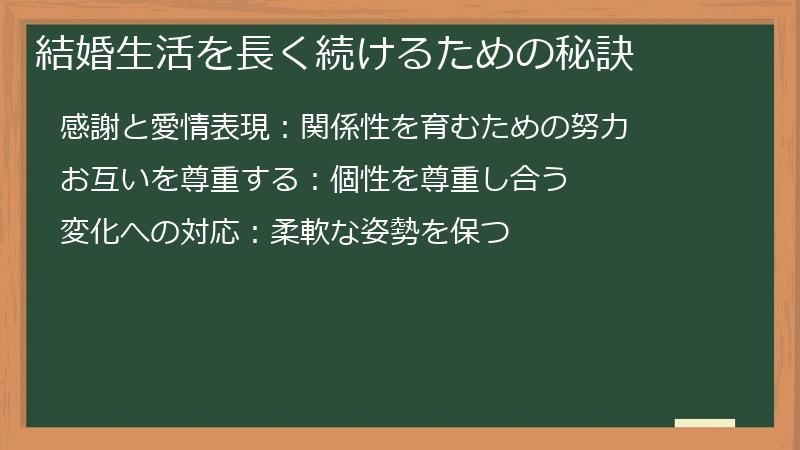 結婚生活を長く続けるための秘訣
