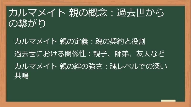カルマメイト 親の概念：過去世からの繋がり