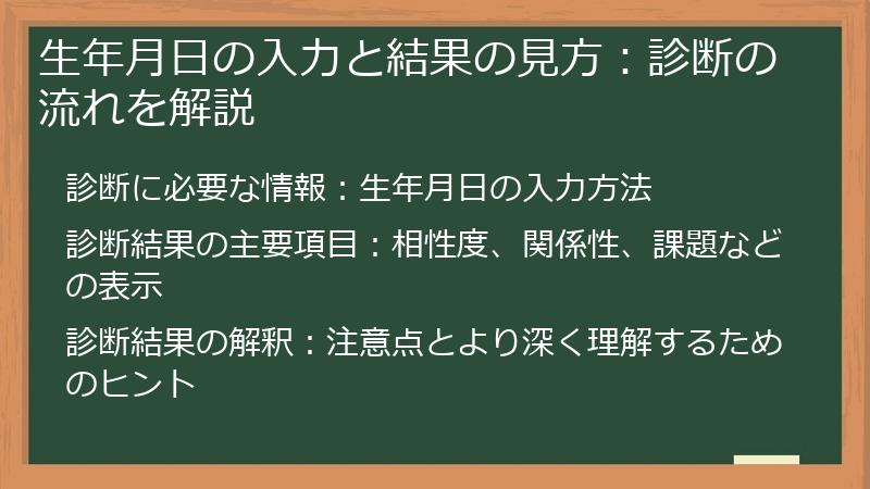 生年月日の入力と結果の見方：診断の流れを解説