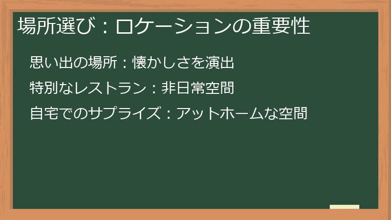 場所選び：ロケーションの重要性