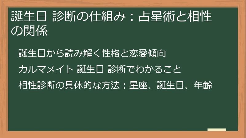 誕生日 診断の仕組み：占星術と相性の関係