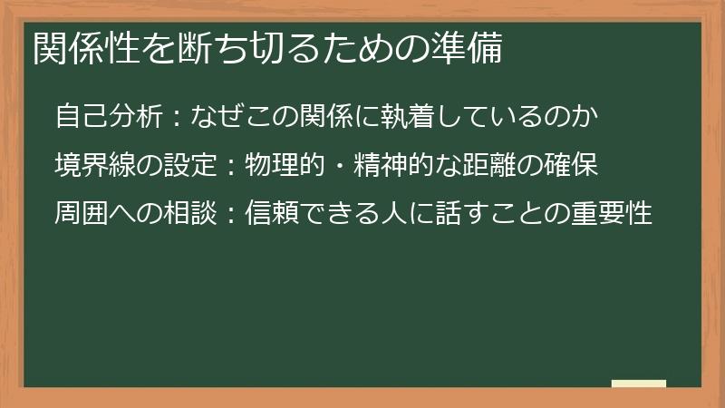 関係性を断ち切るための準備