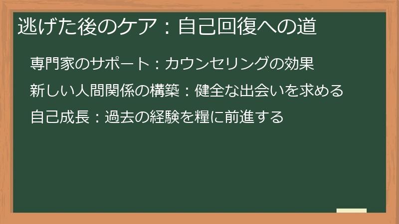 逃げた後のケア：自己回復への道