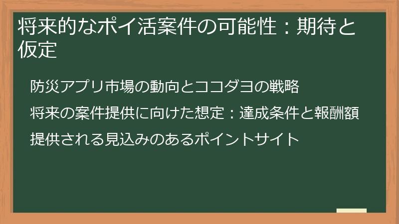 将来的なポイ活案件の可能性：期待と仮定
