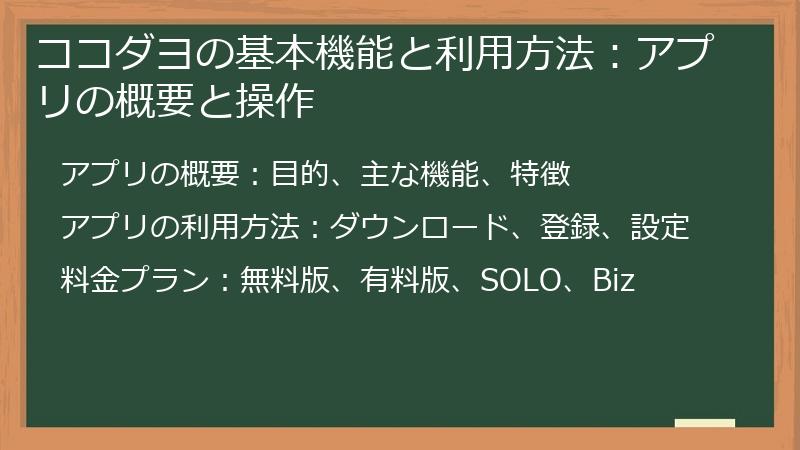 ココダヨの基本機能と利用方法：アプリの概要と操作