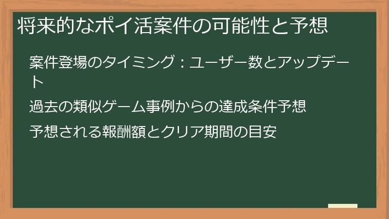 将来的なポイ活案件の可能性と予想