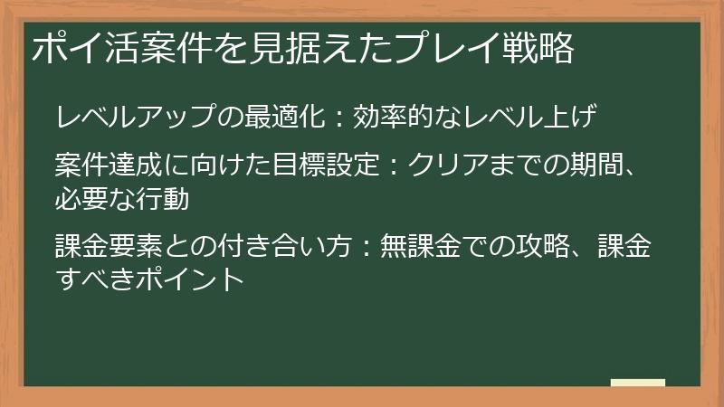 ポイ活案件を見据えたプレイ戦略