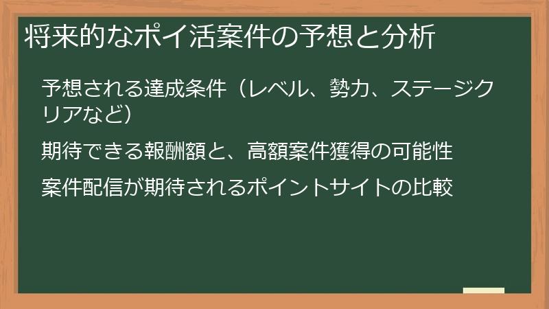 将来的なポイ活案件の予想と分析