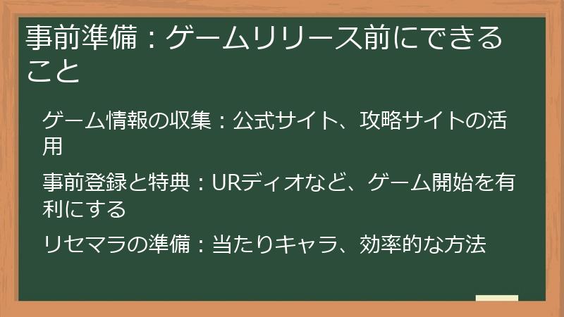 事前準備：ゲームリリース前にできること