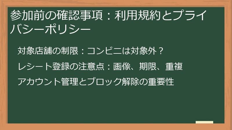 参加前の確認事項：利用規約とプライバシーポリシー