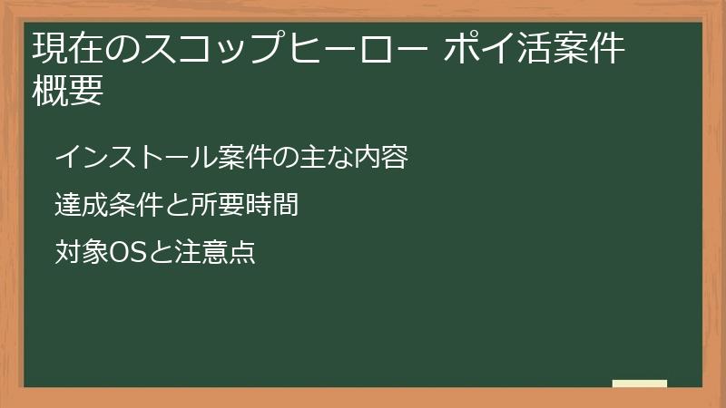 現在のスコップヒーロー ポイ活案件概要