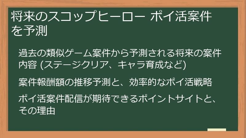 将来のスコップヒーロー ポイ活案件を予測