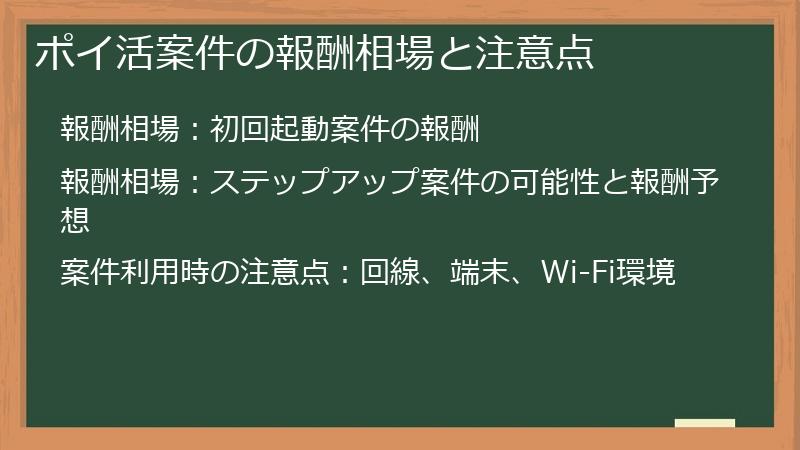 ポイ活案件の報酬相場と注意点