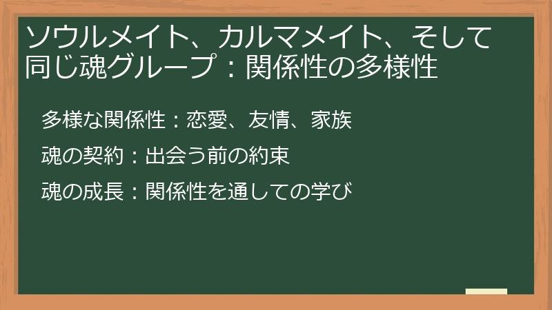ソウルメイト、カルマメイト、そして同じ魂グループ：関係性の多様性